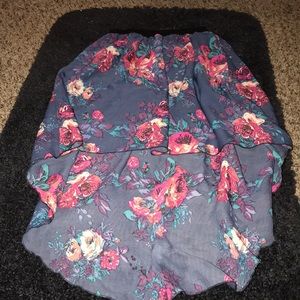 Floral print high low skirt